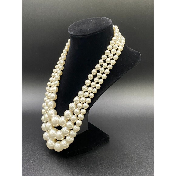 Multistrand Necklace Faux Pearl Made in Japan - Free Shipping - Picture 1 of 6